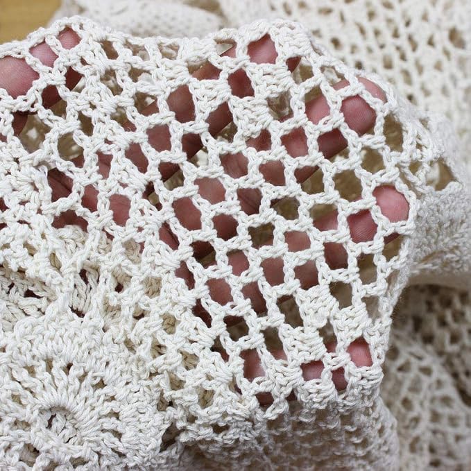 Cotton Handmade Crochet Lace Table Runner White Rectangle Coffee Table Dresser - Image 4