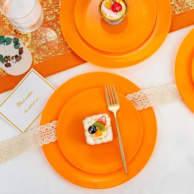 PULOTE 100PCS Orange Plastic Plates - Image 5