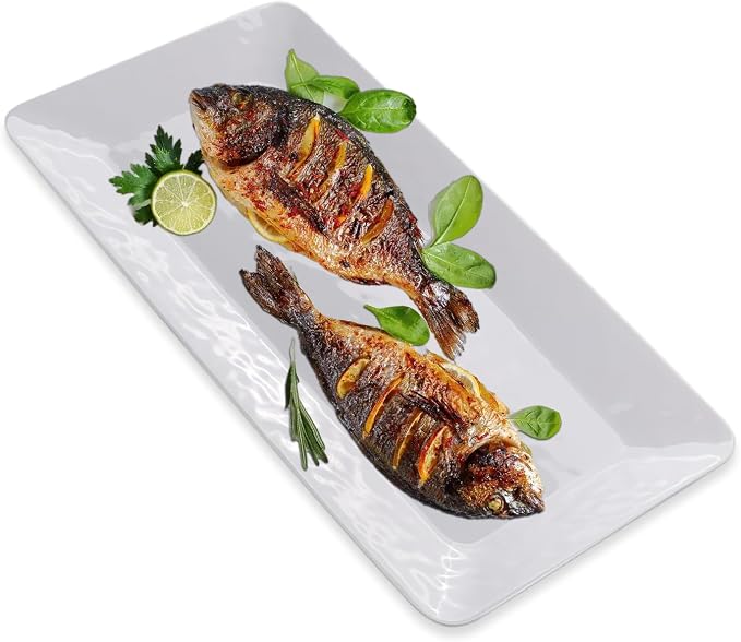 Yalin Rectangle Large Serving Platter, 17 Inch Melamine Serving Tray, Salad and - Image 4
