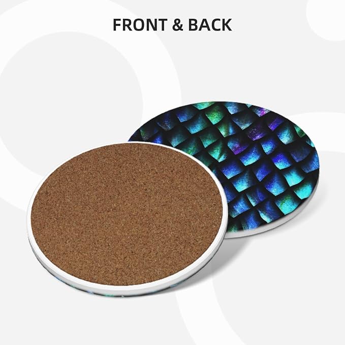 Dragon Scales Coasters Set of 4, Absorbent Ceramic Drink Coasters Cup Mat - Image 2