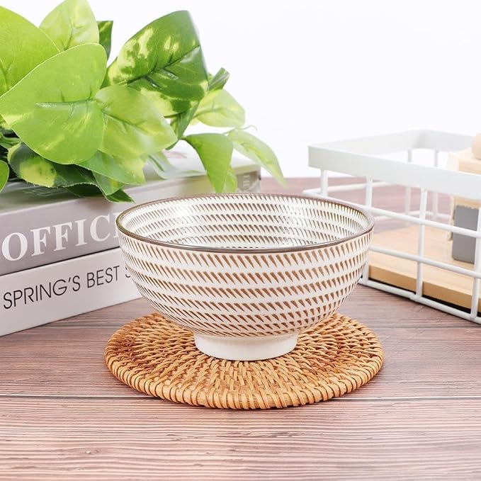 3Pcs Handmade Natural Rattan Coasters - Image 3