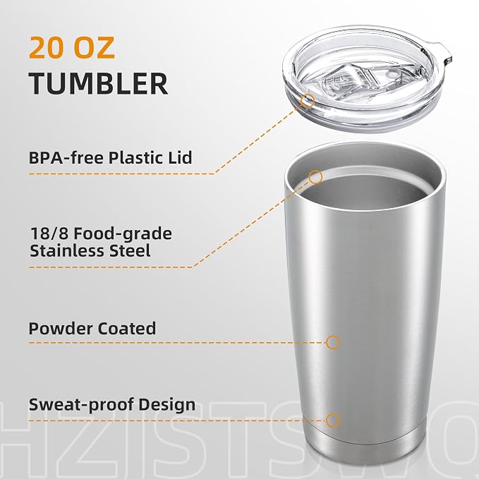 20 oz Tumbler with Lid Stainless Steel Insulated Tumblers, 1 Pack | Leak Proof - Image 3