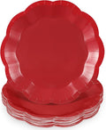 NatNarr 30 Pcs Red Paper Plates 9 Inch Scalloped Dinner Cake Plates | Red Party by NatNarr