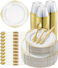 350 Piece Gold Plastic Dinnerware Set by GoodLuck