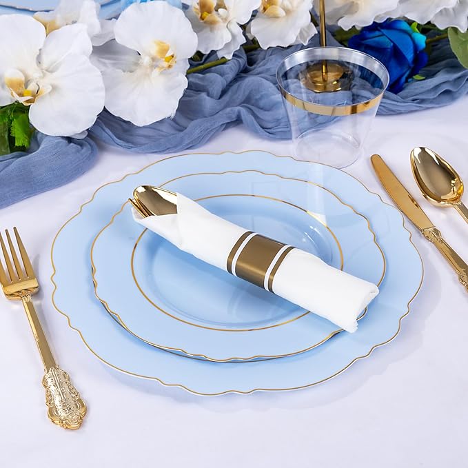 350PCS Blue Plastic Plates - Image 3
