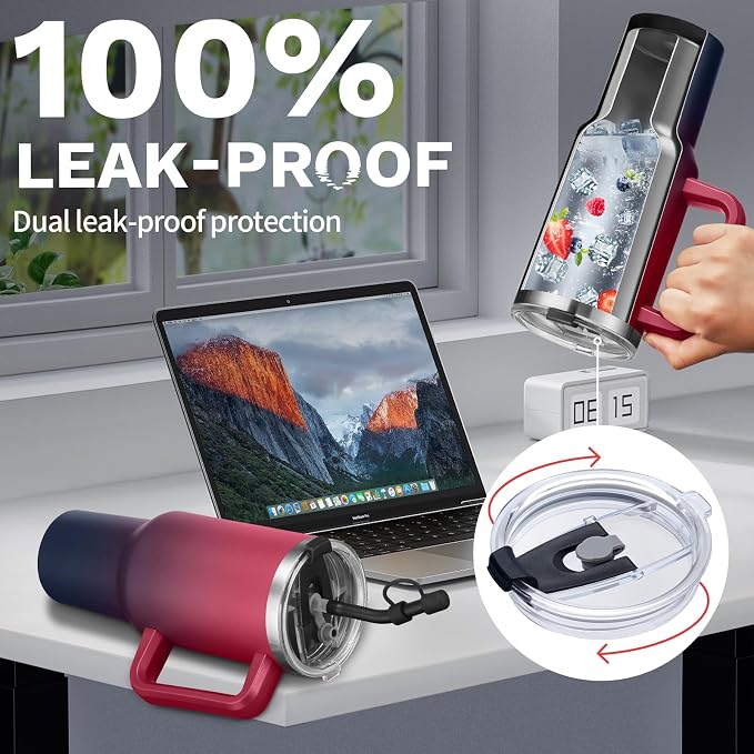 40 oz Insulated Tumbler for 100% Leak Proof, Stainless Steel Reusable Cups - Image 3