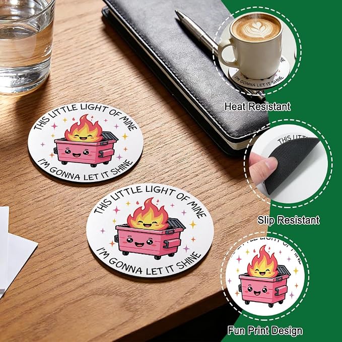 This Little Light of Mine I’m Gonna Let It Shine Drink Cup Holder Coaster Set - Image 3