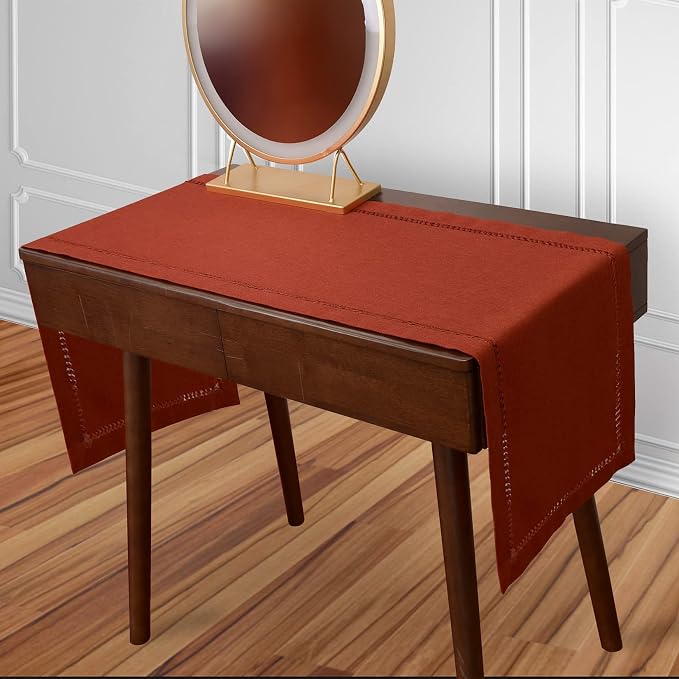 Grelucgo Small Short Handcrafted Solid Cinnamon Color Dining Table Runner - Image 4