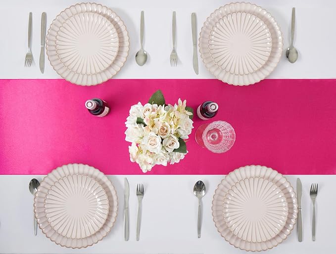 Hot Pink Satin Table Runner, 12x108 Inches, 12 Pack | Premium Satin, Smooth - Image 5