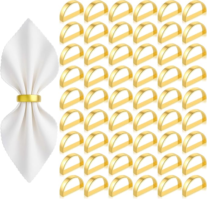 50 Pcs Gold Napkin Rings, Matte Gold Semicircle Thanksgiving Napkin Rings by Unknown