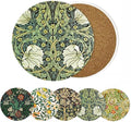 HUXJOKO Coasters for Drinks Set of 6, William Morris Floral Pattern Absorbent by HUXJOKO