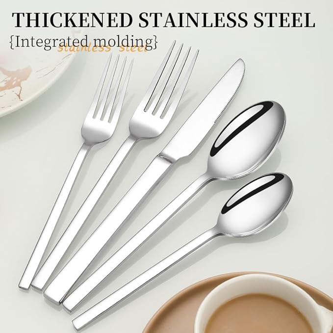 Silverware Set, 40-Piece Forged Flatware Cutlery Set Premium Stainless Steel - Image 6