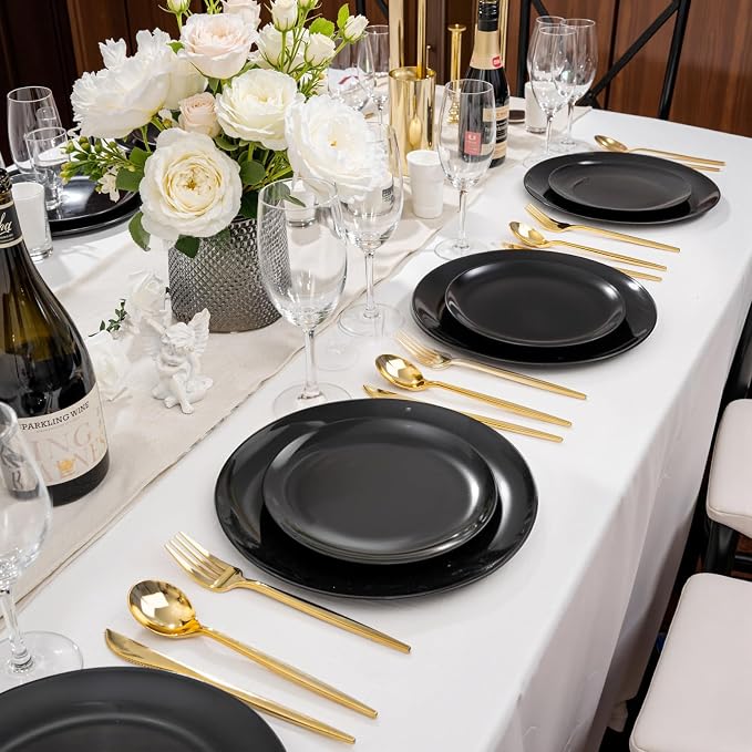 PULOTE 60 PCS Black Plastic Plates - Image 7