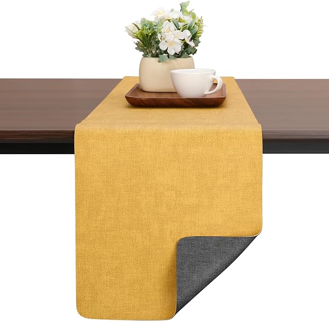 Table Runners 72 Inch Long, Dual-Sided Faux Leather Table Runner | Waterproof by Chitomars