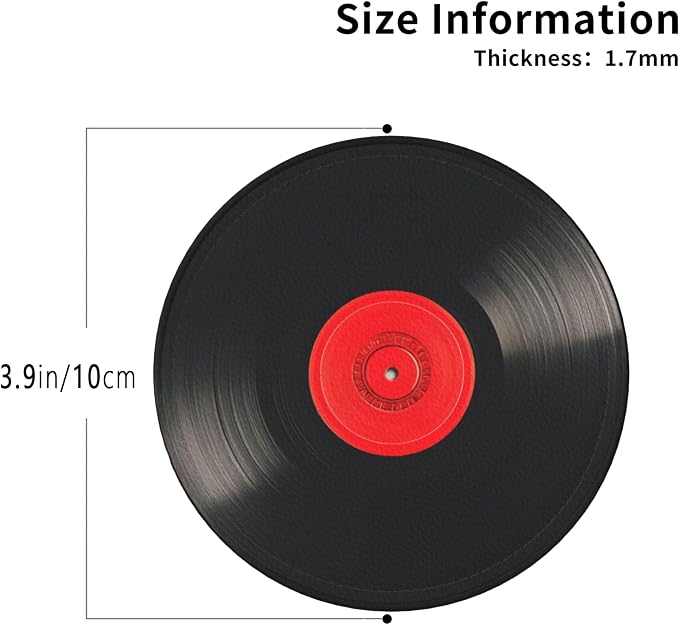 Record Coasters Leather Round Drink Coasters 6 Pcs Set - Image 3