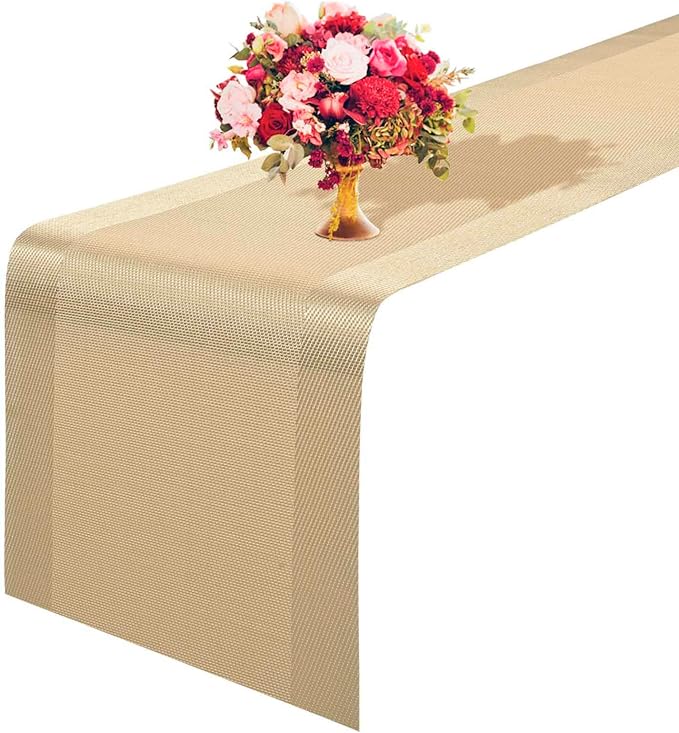 GIVERARE Table Runner, 12x107in Heat-Resistant Woven Vinyl Long Tabletop by GIVERARE
