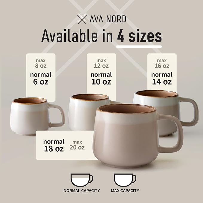 Ava Nord Large Stoneware Ceramic Coffee Mugs Set of 2 | 20 oz | Rose Sand | - Image 5