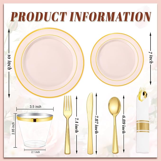 350PCS Pink Disposable Plates - Image 8