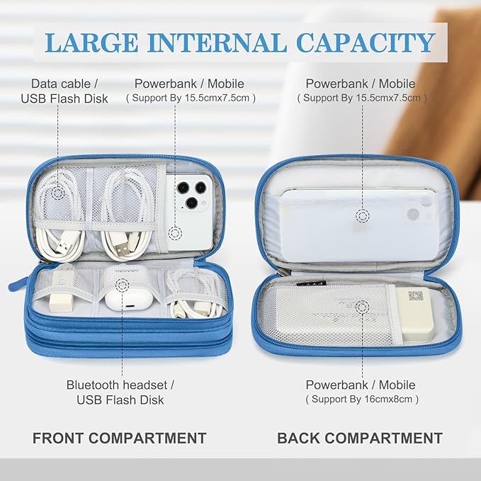 FYY Electronic Organizer, Travel Tech Pouch Bag, Cable Organizer Cyan | Wrist - Image 3