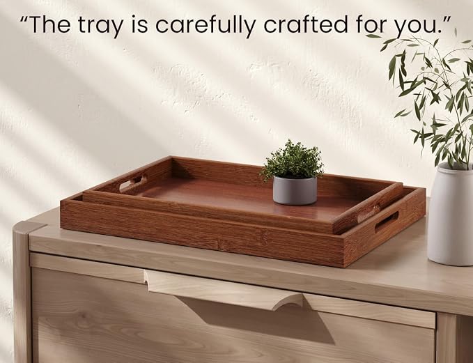 Fibogollo Bamboo Set of 2 Serving Tray - Image 5