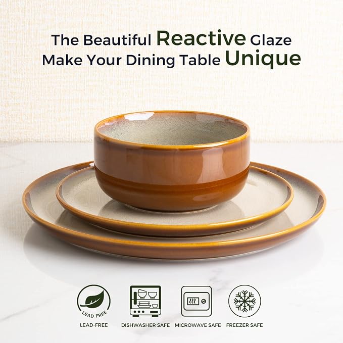 LERATIO Ceramic Plate Set of 6, 8.5 Inch Reactive Glaze Salad Plates | Modern - Image 2