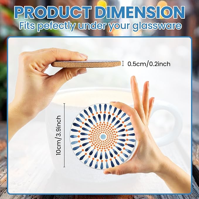 10pcs Coasters for Drinks Abstract Art Absorbent Coasters Set Round Tabletop - Image 2