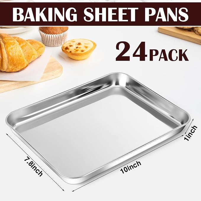 meekoo 24 Pcs Baking Sheet Pan Cookie Sheet Set - Image 2