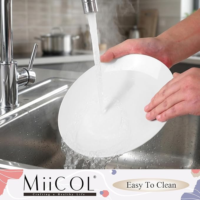 Miicol Ceramic Dinner Plates Set of 6, Modern Round Porcelain Dishes - Image 5
