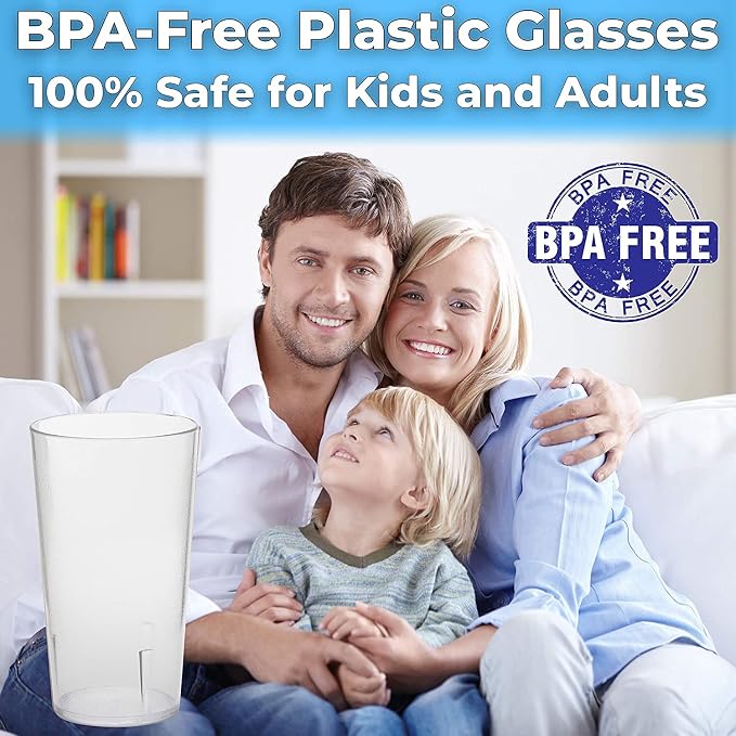 Restaurant Grade, BPA-Free 12oz Clear Plastic Cups 12pk. Super Durable - Image 3