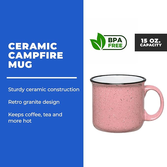 Set of 8 Ceramic Campfire Mugs – 15 Oz, Camping – Customizable - Image 2