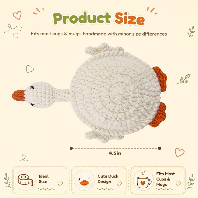 Handmade Crochet Coasters, Fun 3D Animal Flippable Drink Coasters Cute Soft Cup - Image 3