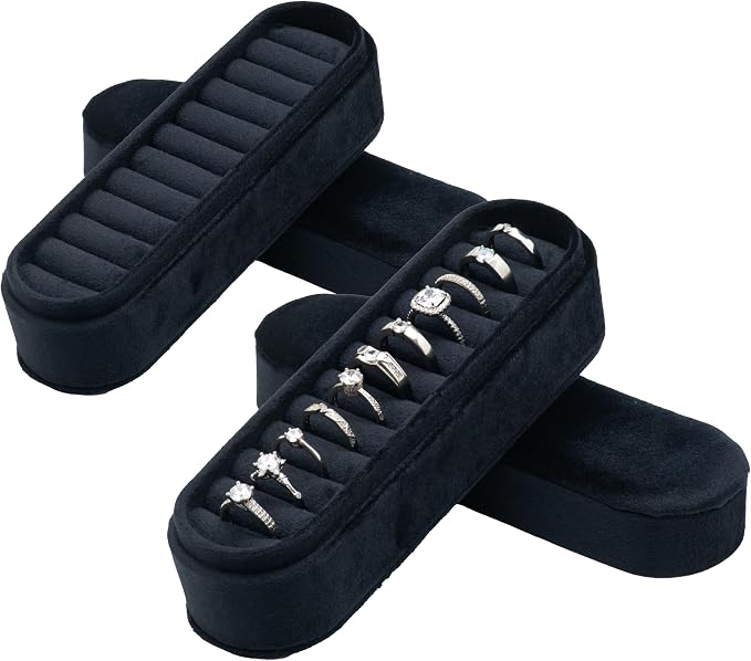 Velvet Small Multiple Ring Box Portable Organizer Display Storage | Travel Case - Image 6