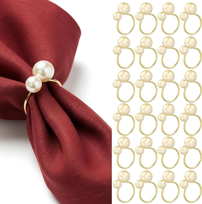 Sliner 36 Pcs Pearl Napkin Rings by Sliner