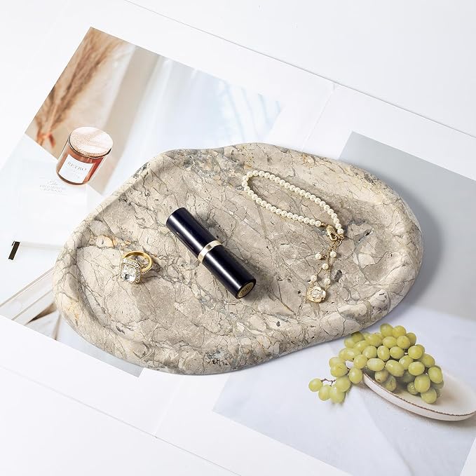 Marble Vanity Tray for Bathroom, Cloud Shape Stone Key Tray | 10" x 7" Marble - Image 7