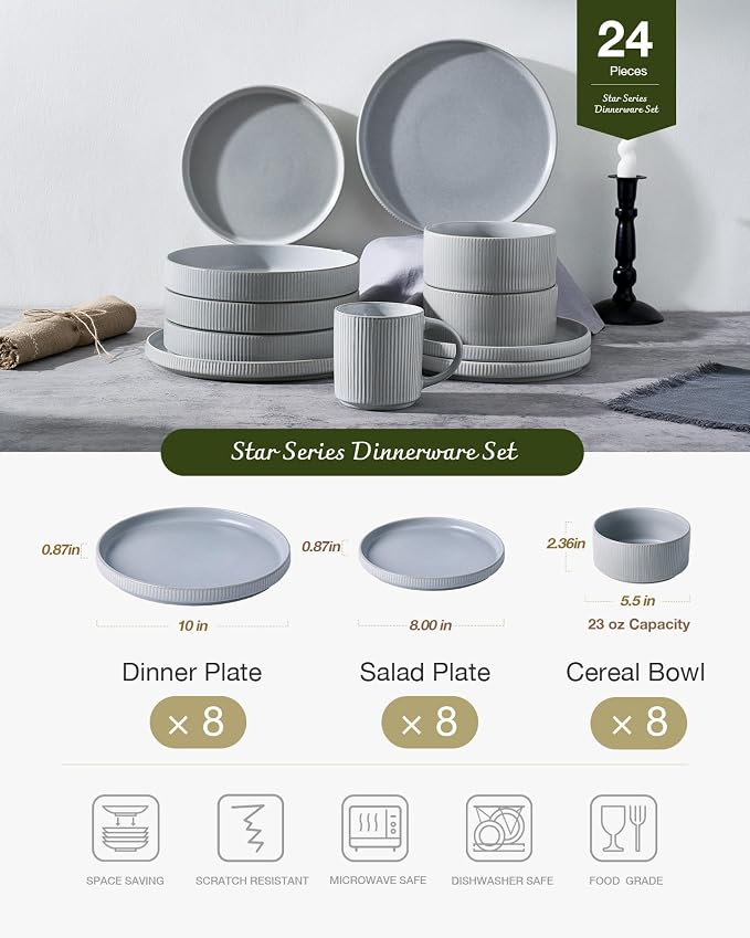 Famiware Star Ceramic Plates and Bowls Sets, Reactive Glaze Dishes - Image 3