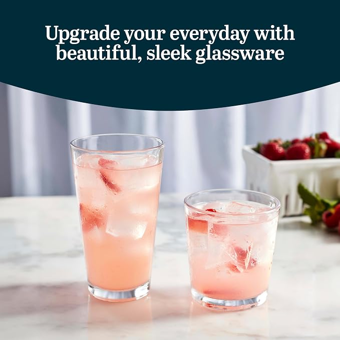 Libbey Flare Rocks, Glass Tumbler Set, Stylish Lead-Free Drinking Glasses Set - Image 2