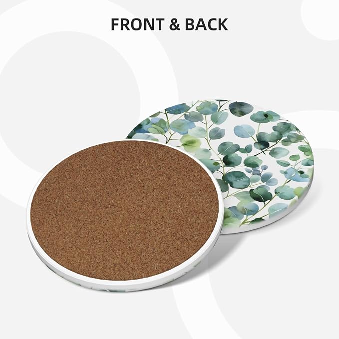 Green Eucalyptus Leaves Coasters - Image 2