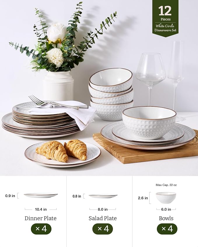 Famiware Ceramic Plates and Bowls Sets, Chip & Scratch Resistant, Microwave & - Image 3