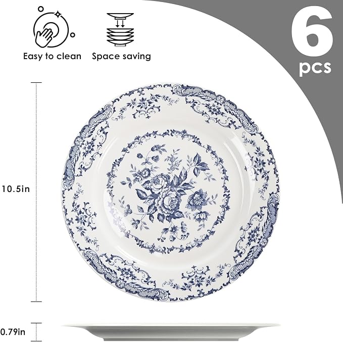 Dinner Plates, Ceramic Plates Set of 6, Kitchen Plates Microwave Safe, Kitchen - Image 2