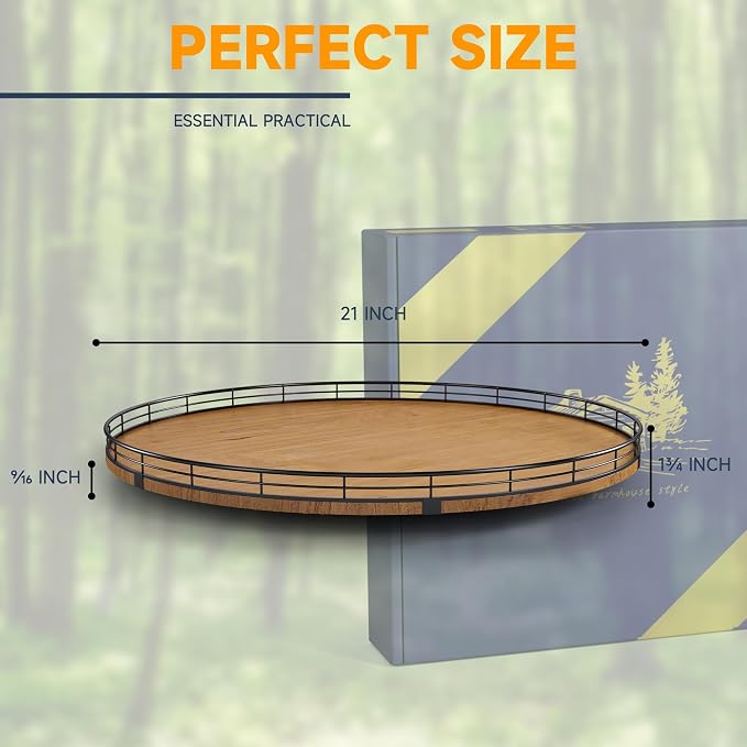 AMH 21-Inch Walnut-Finish Wooden Lazy Susan Organizer - Image 4