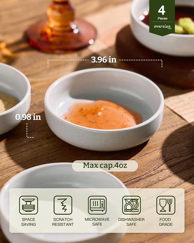 famiware Ceramic Soy Sauce Dish, 4oz Dipping Bowls Set of 6, Light Gray | - Image 3