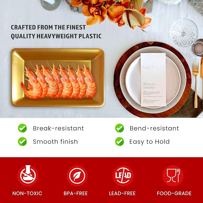 Plastic Serving Tray Set, Hard Plastic Serving Platters - Image 5