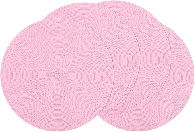 SHACOS Round Braided Placemats Set of 4 Washable 15 inch Round Table Mats by SHACOS