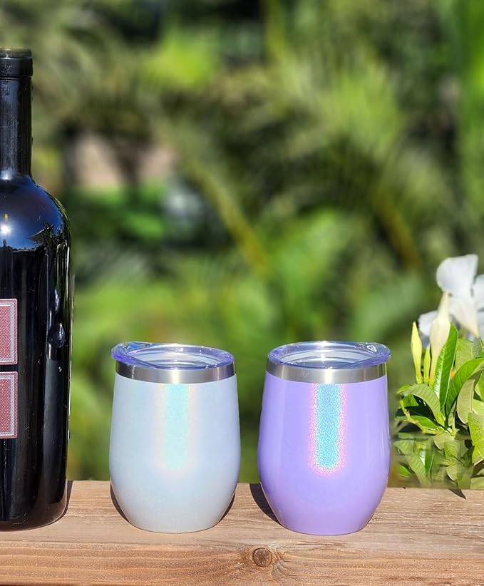 CHILLOUT LIFE 12 oz Stainless Steel Wine Tumblers 2 Pack - Image 5
