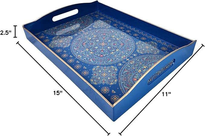Boho Blue Decorative Tray, Serving Tray - Image 7
