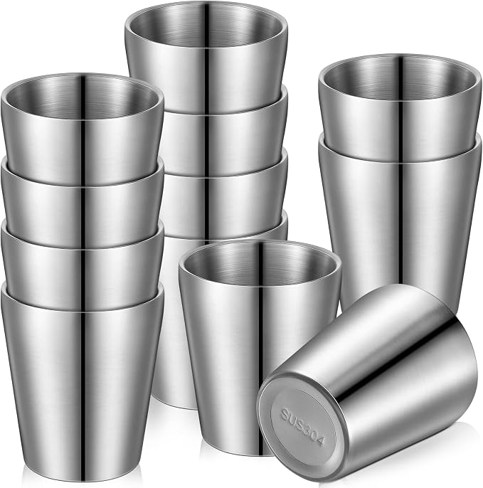 Amyhill 12 Pieces Stainless Steel Cups Double Wall Tumbler Glasses Stackable by Amyhill