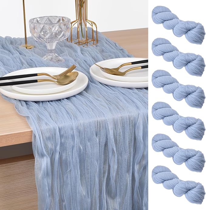 Blue Cheesecloth Table Runner Cheese Cloth Wedding Birthday Party Decor | 10Ft by Joanlody