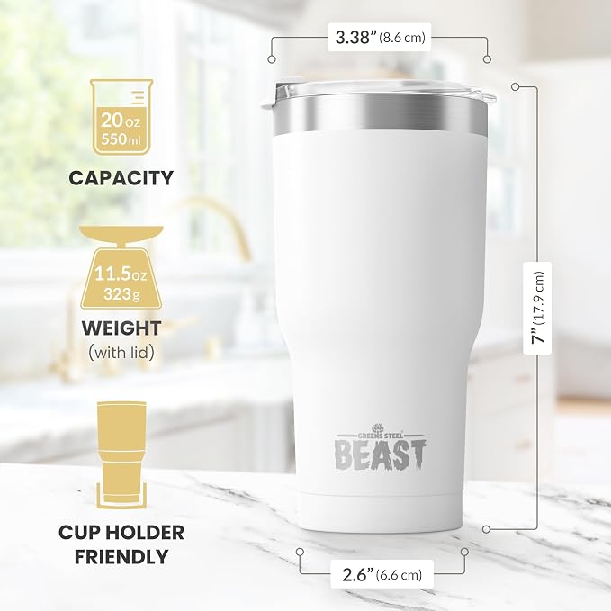 Beast 20 oz Tumbler Stainless Steel Vacuum Insulated Coffee Ice Cup Double Wall - Image 7