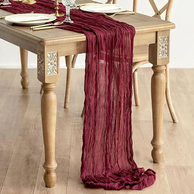 6Pack Burgundy Cheesecloth Table Runner, 17 x 108 inch Sheer Cheese Cloth - Image 7