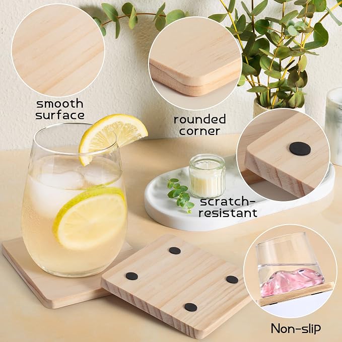 60 PCS Unfinished Wood Coasters, Solid Wooden Blanks - Image 6
